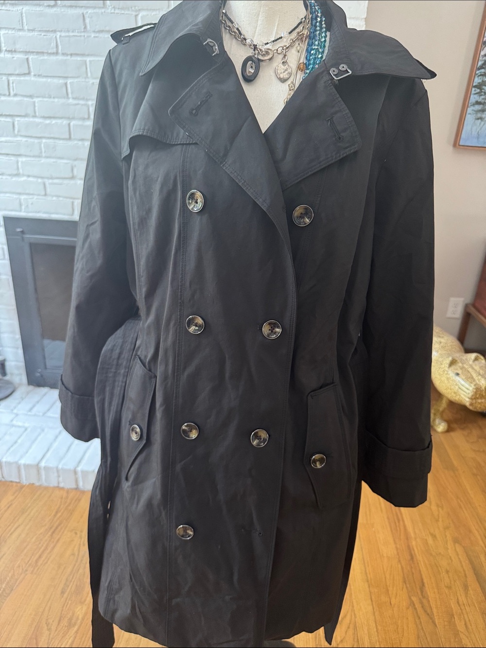 LONDON FOG Black Coat XL | Luxury Trench Coat XL BLACK | NWOT